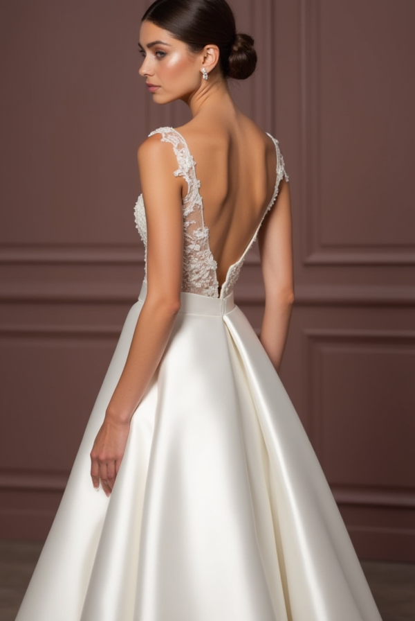 White Royal Princess Wedding Dress with Luxurious Details for a Majestic Look embroidery mesh New Satin white