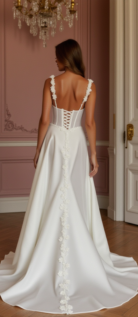 Elegant A-Line Bridal Gown for a Sophisticated Wedding Style backless floral embroidery New Satin