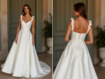 A-Line Wedding Dress with a Simple and Elegant Silhouette backless New Satin
