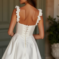 A-Line Wedding Dress with a Simple and Elegant Silhouette backless New Satin
