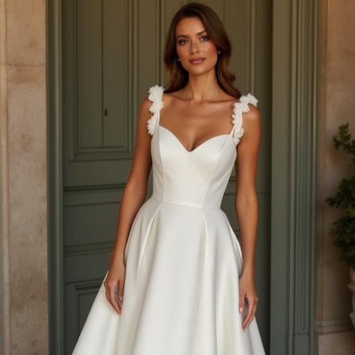 A-Line Wedding Dress with a Simple and Elegant Silhouette backless New Satin