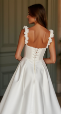 A-Line Wedding Dress with a Simple and Elegant Silhouette backless New Satin