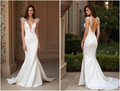 White Mermaid Wedding Dress with a Dramatic Back for a Bold Bridal Statement backless New Satin white