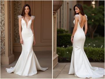 White Mermaid Wedding Dress with a Dramatic Back for a Bold Bridal Statement backless New Satin white