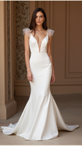 White Mermaid Wedding Dress with a Dramatic Back for a Bold Bridal Statement backless New Satin white