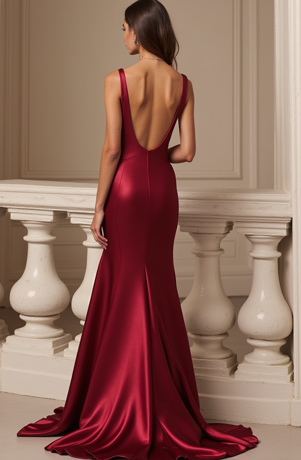 Chic Prom Dress and Evening Gown with a Full Skirt for a Princess-Like Look backless New Satin