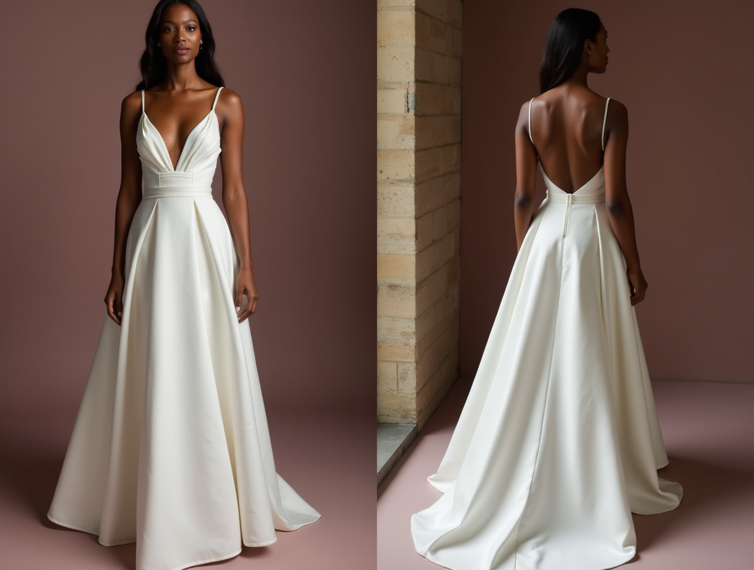 Classic White A-Line Wedding Dress with Delicate Lace Appliqué backless New Satin white