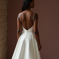 Classic White A-Line Wedding Dress with Delicate Lace Appliqué backless New Satin white
