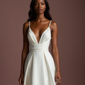 Classic White A-Line Wedding Dress with Delicate Lace Appliqué backless New Satin white