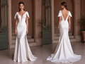 Romantic A-Line Wedding Gown with a Sheer Bodice for a Soft Look backless New Satin split