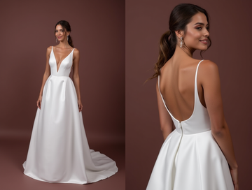 A-Line Bridal Dress with a Chapel Train for a Classic and Grand Look backless New Satin
