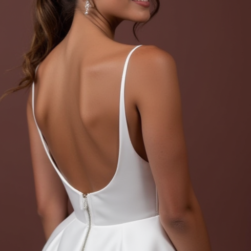 A-Line Bridal Dress with a Chapel Train for a Classic and Grand Look backless New Satin
