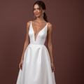 A-Line Bridal Dress with a Chapel Train for a Classic and Grand Look backless New Satin