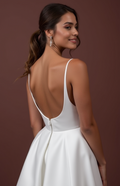 A-Line Bridal Dress with a Chapel Train for a Classic and Grand Look backless New Satin