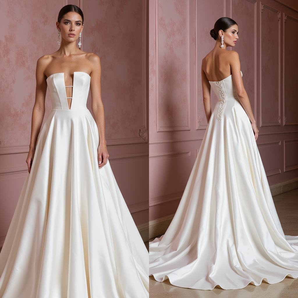 A-Line Wedding Gown with a Flowing Skirt for a Graceful Look backless New Satin