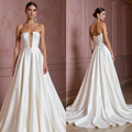A-Line Wedding Gown with a Flowing Skirt for a Graceful Look backless New Satin