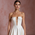 A-Line Wedding Gown with a Flowing Skirt for a Graceful Look backless New Satin