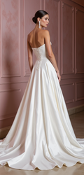 A-Line Wedding Gown with a Flowing Skirt for a Graceful Look backless New Satin