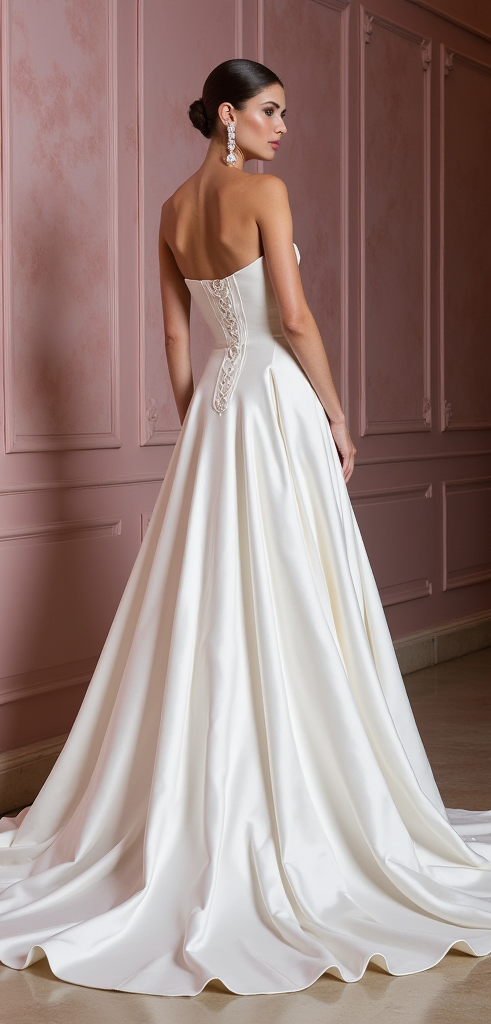 A-Line Wedding Gown with a Flowing Skirt for a Graceful Look backless New Satin