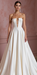 A-Line Wedding Gown with a Flowing Skirt for a Graceful Look backless New Satin