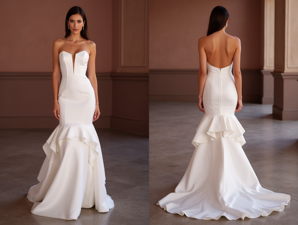 Sophisticated Mermaid Wedding Dress with a Sheer Lace Bodice for Elegance backless New Satin white