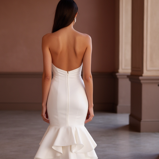 Sophisticated Mermaid Wedding Dress with a Sheer Lace Bodice for Elegance backless New Satin white