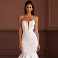Sophisticated Mermaid Wedding Dress with a Sheer Lace Bodice for Elegance backless New Satin white