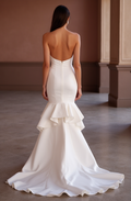 Sophisticated Mermaid Wedding Dress with a Sheer Lace Bodice for Elegance backless New Satin white