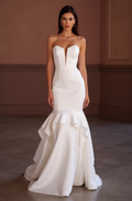 Sophisticated Mermaid Wedding Dress with a Sheer Lace Bodice for Elegance backless New Satin white