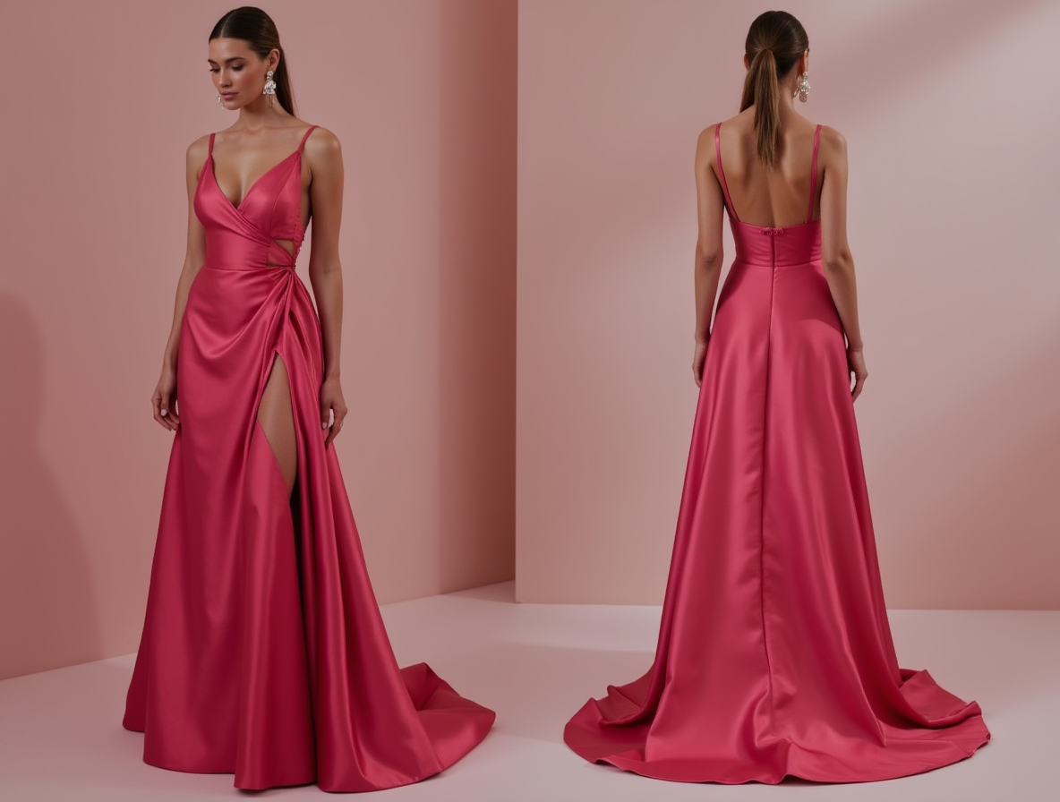 Sophisticated Evening Dress and Prom Gown with Satin and Lace for a Luxe Feel backless New Satin