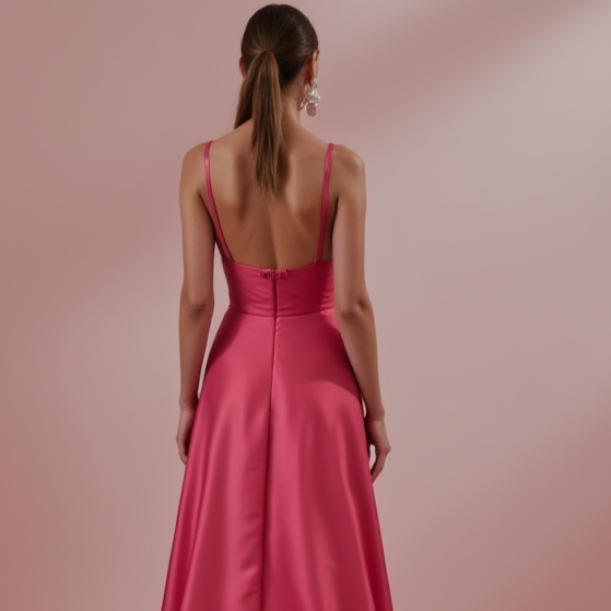 Sophisticated Evening Dress and Prom Gown with Satin and Lace for a Luxe Feel backless New Satin