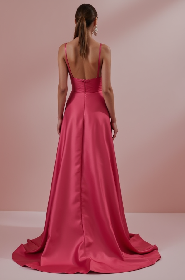 Sophisticated Evening Dress and Prom Gown with Satin and Lace for a Luxe Feel backless New Satin