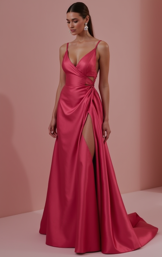 Sophisticated Evening Dress and Prom Gown with Satin and Lace for a Luxe Feel backless New Satin