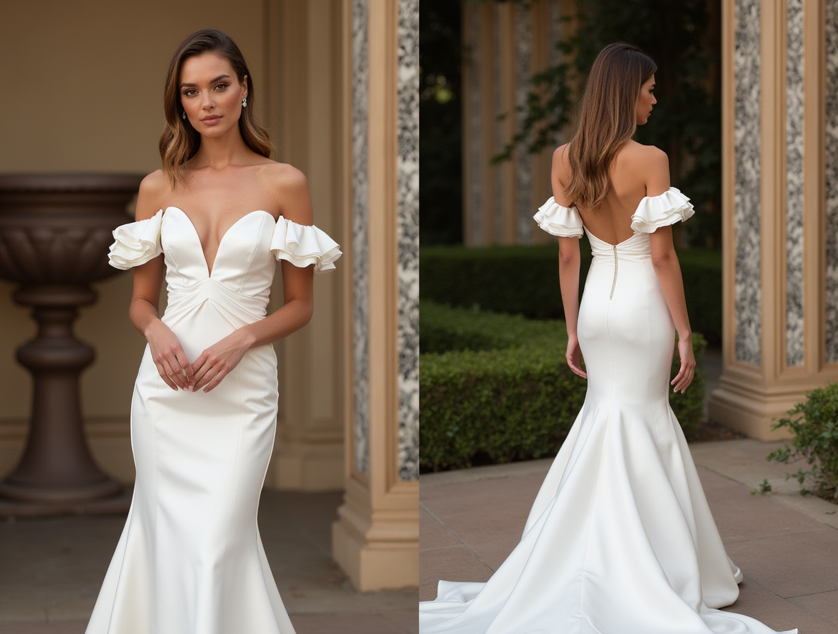 Glamorous White Mermaid Wedding Dress with a Sparkling Crystal Bodice backless New Satin white