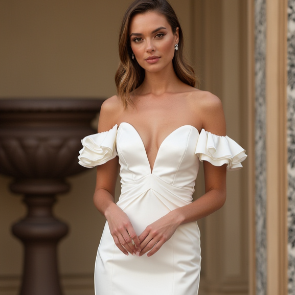 Glamorous White Mermaid Wedding Dress with a Sparkling Crystal Bodice backless New Satin white