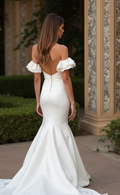 Glamorous White Mermaid Wedding Dress with a Sparkling Crystal Bodice backless New Satin white