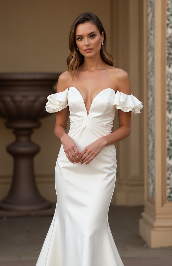 Glamorous White Mermaid Wedding Dress with a Sparkling Crystal Bodice backless New Satin white