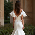 Timeless White Mermaid Wedding Gown with Layers of Organza for a Soft Touch backless New Satin white