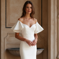 Timeless White Mermaid Wedding Gown with Layers of Organza for a Soft Touch backless New Satin white