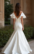 Timeless White Mermaid Wedding Gown with Layers of Organza for a Soft Touch backless New Satin white
