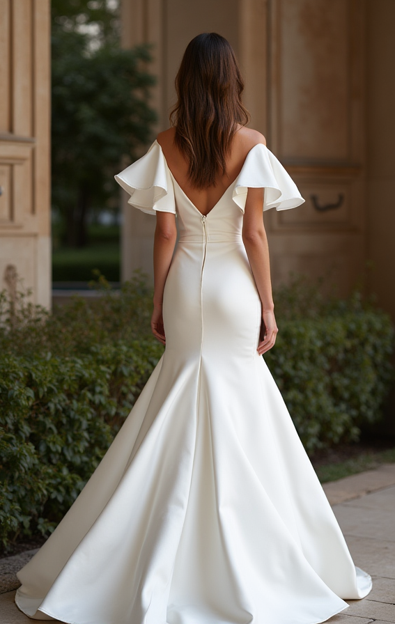 Timeless White Mermaid Wedding Gown with Layers of Organza for a Soft Touch backless New Satin white