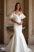 Timeless White Mermaid Wedding Gown with Layers of Organza for a Soft Touch backless New Satin white