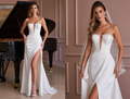 A-Line Wedding Dress for Petite Brides with a Perfectly Balanced Fit backless New Satin split
