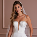 A-Line Wedding Dress for Petite Brides with a Perfectly Balanced Fit backless New Satin split