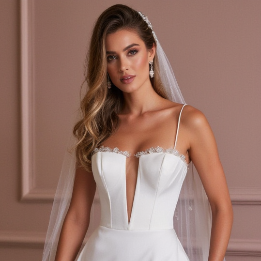 A-Line Wedding Dress for Petite Brides with a Perfectly Balanced Fit backless New Satin split