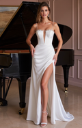 A-Line Wedding Dress for Petite Brides with a Perfectly Balanced Fit backless New Satin split