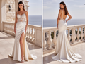 Classic A-Line Bridal Gown with Satin Skirt for a Luxurious Look backless mesh New Satin split