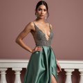 Chic Evening Dress and Prom Dress with a Floor-Length Train for a Dramatic Effect backless New Satin