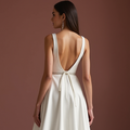 Flattering White A-Line Bridal Gown with a Natural Waistline for a Slim Fit backless New Satin white
