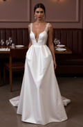 Romantic A-Line Bridal Gown with a Timeless Design backless mesh New Satin